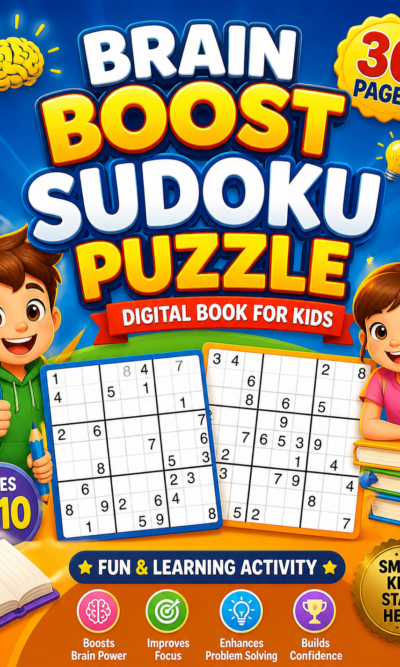 Brain Boost Sudoku Puzzle Digital Book for Kids – 30 Pages Fun & Learning Activity (Ages 6–10)