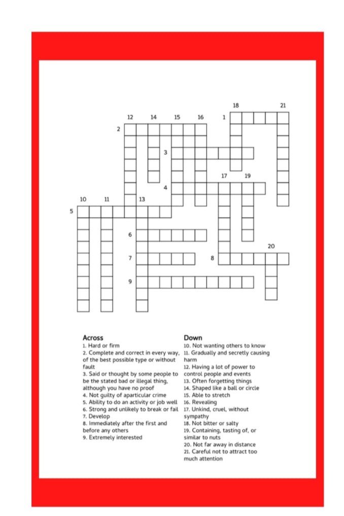 Printable Digital Crossword Puzzle 30 Page Pack for Kids & Adults1 Printable Digital Crossword Puzzle 30 Page Pack for Kids & Adults1