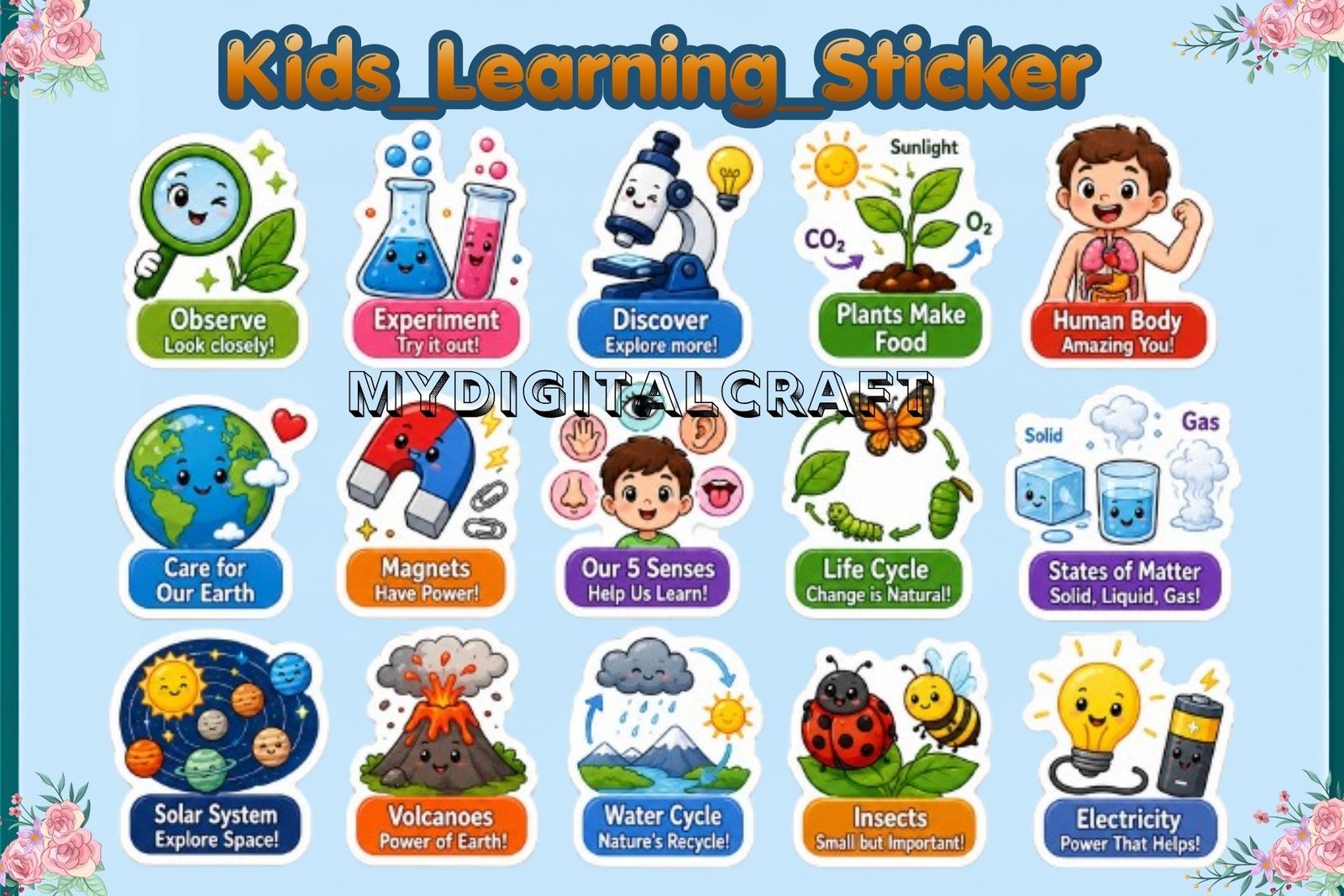 Science Learning 30 Stickers Bundle4 Science Learning 30 Stickers Bundle4