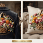 3D Textured Embroidery 3 patch Floral Basket Art Work Design_8