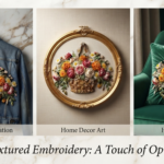 3D Textured Embroidery 3 patch Floral Basket Art Work Design_9