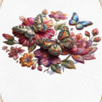 3D Textured Embroidery Butterfly & Floral Artwork 5 Patch_1