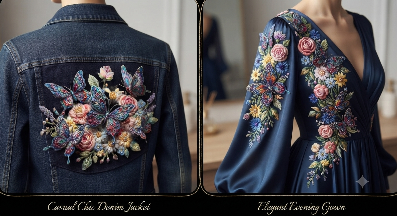 3D Textured Embroidery Butterfly & Floral Artwork 5 Patch_11 3D Textured Embroidery Butterfly & Floral Artwork 5 Patch_11