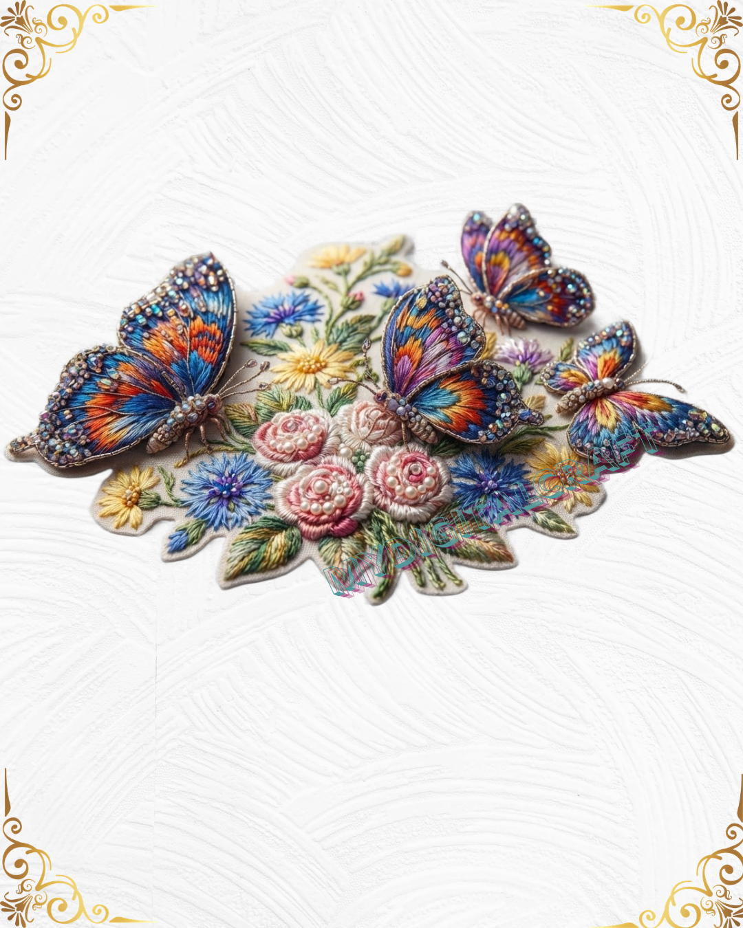 3D Textured Embroidery Butterfly & Floral Artwork 5 Patch_4 3D Textured Embroidery Butterfly & Floral Artwork 5 Patch_4
