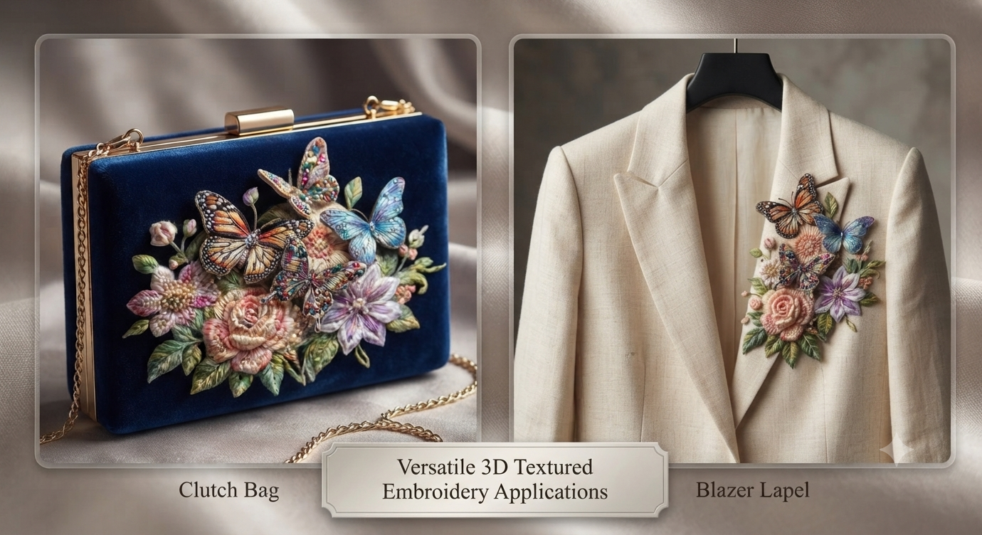 3D Textured Embroidery Butterfly & Floral Artwork 5 Patch_9 3D Textured Embroidery Butterfly & Floral Artwork 5 Patch_9