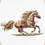 3D Textured Embroidery Horse Artwork 5 Patch Design_1