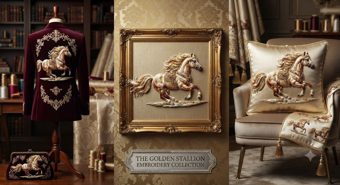 3D Textured Embroidery Horse Artwork 5 Patch Design_10 3D Textured Embroidery Horse Artwork 5 Patch Design_10