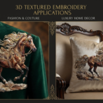 3D Textured Embroidery Horse Artwork 5 Patch Design_12