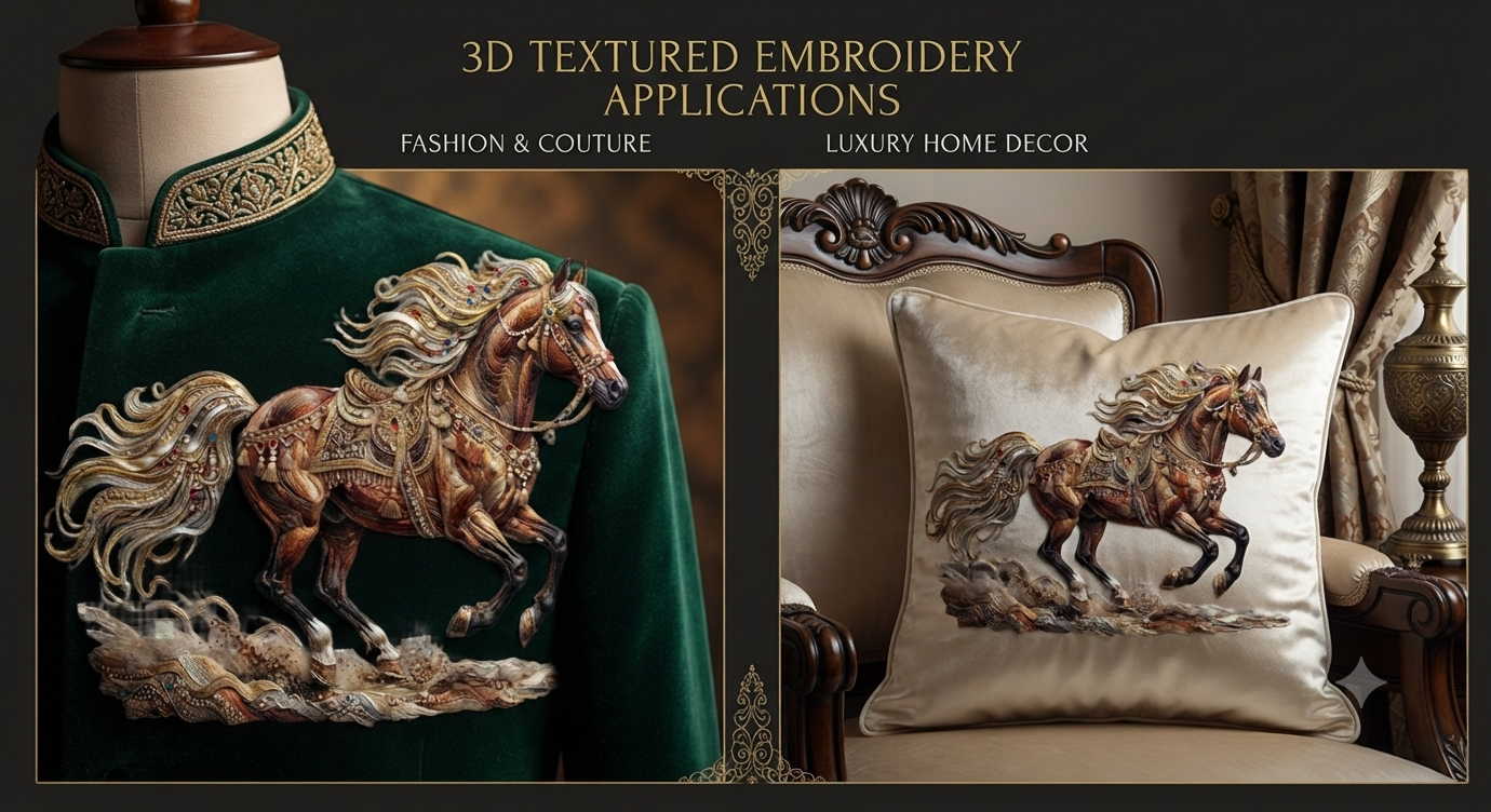 3D Textured Embroidery Horse Artwork 5 Patch Design_12 3D Textured Embroidery Horse Artwork 5 Patch Design_12