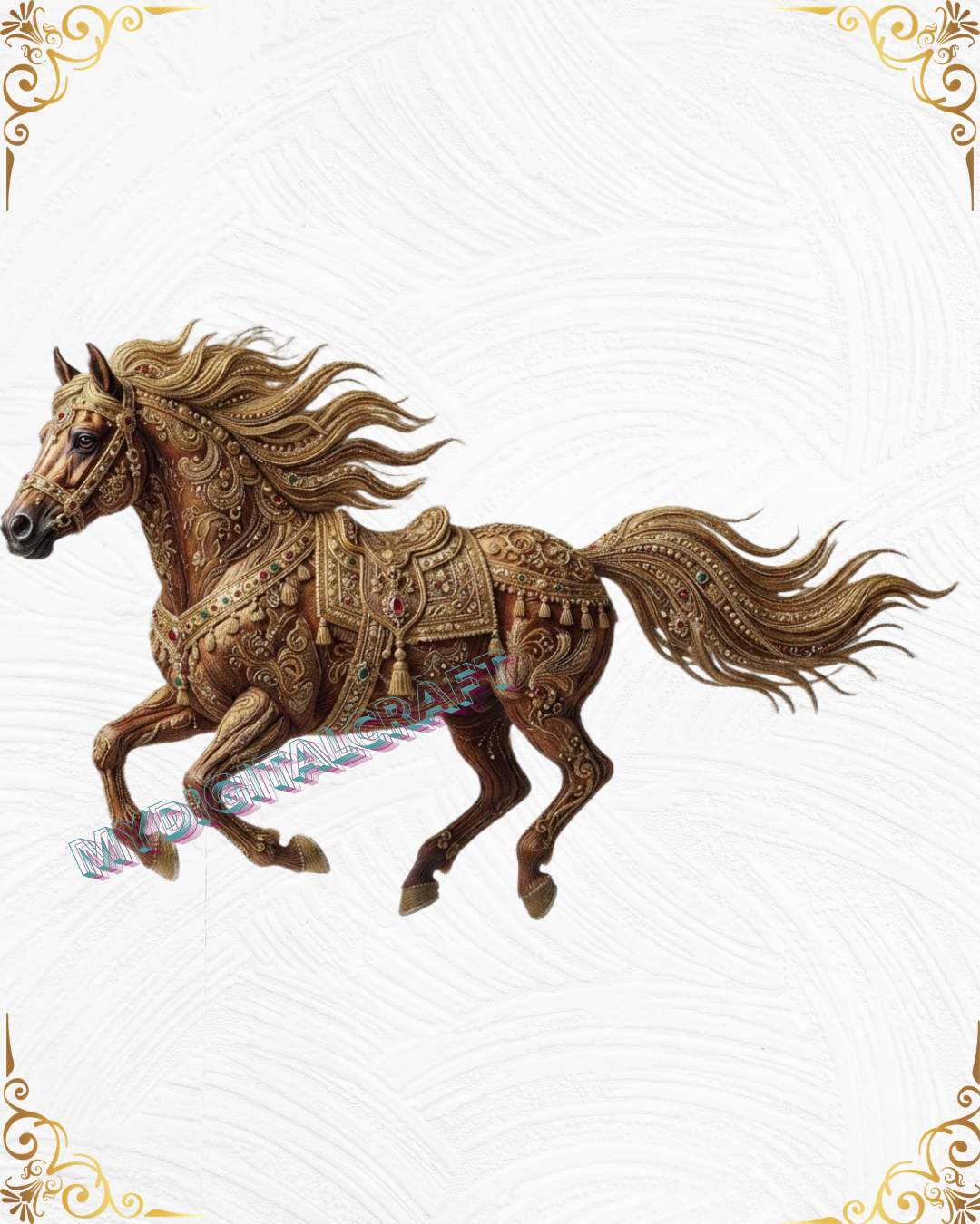 3D Textured Embroidery Horse Artwork 5 Patch Design_2 3D Textured Embroidery Horse Artwork 5 Patch Design_2