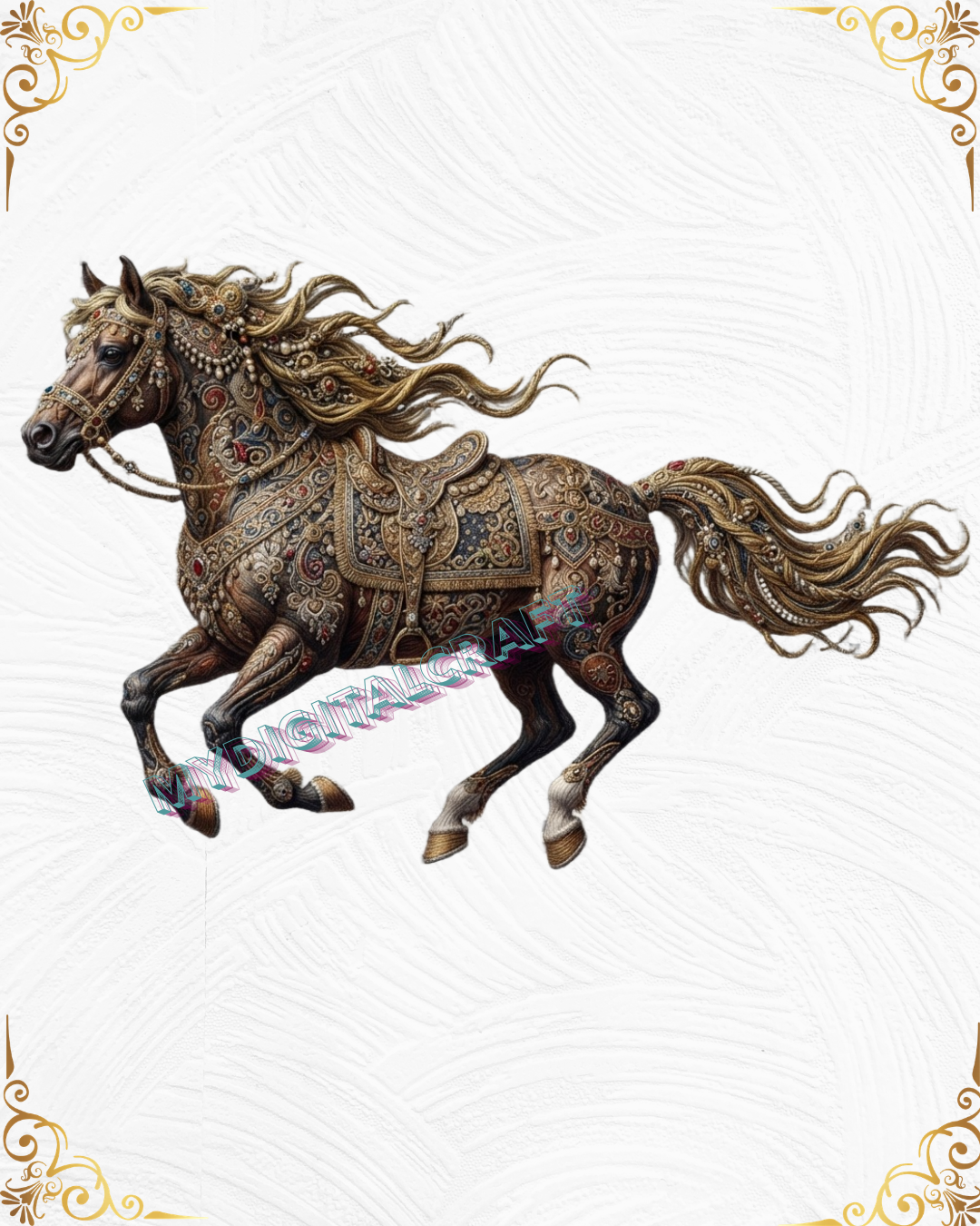 3D Textured Embroidery Horse Artwork 5 Patch Design_3 3D Textured Embroidery Horse Artwork 5 Patch Design_3