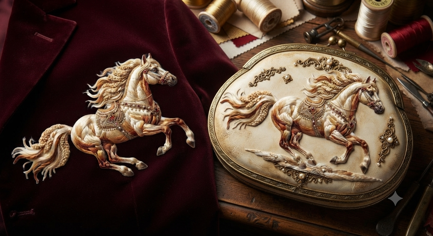 3D Textured Embroidery Horse Artwork 5 Patch Design_8 3D Textured Embroidery Horse Artwork 5 Patch Design_8
