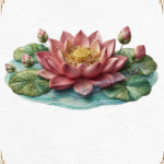 3D Textured Embroidery Pink Lotus Flower Design_1