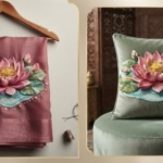 3D Textured Embroidery Pink Lotus Flower Design_2