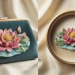 3D Textured Embroidery Pink Lotus Flower Design_7
