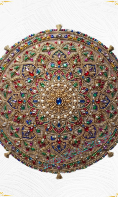 3D Textured Embroidery Royal Circular Mandala Artwork 10 patch Design_1