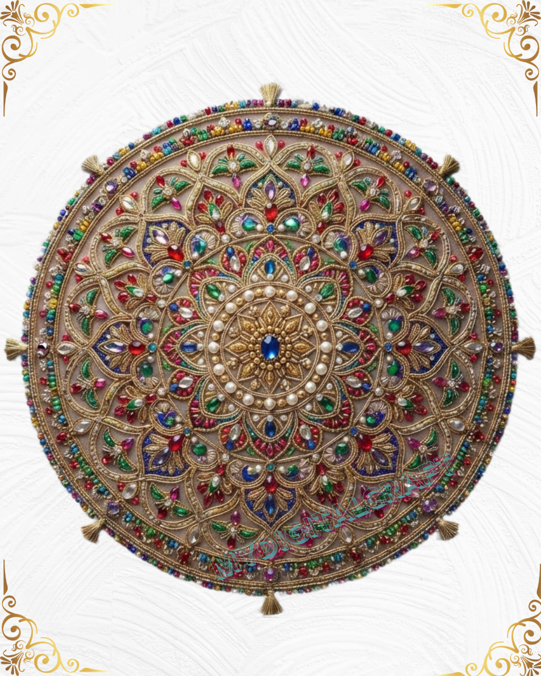 3D Textured Embroidery Royal Circular Mandala Artwork 10 patch Design_1 3D Textured Embroidery Royal Circular Mandala Artwork 10 patch Design_1