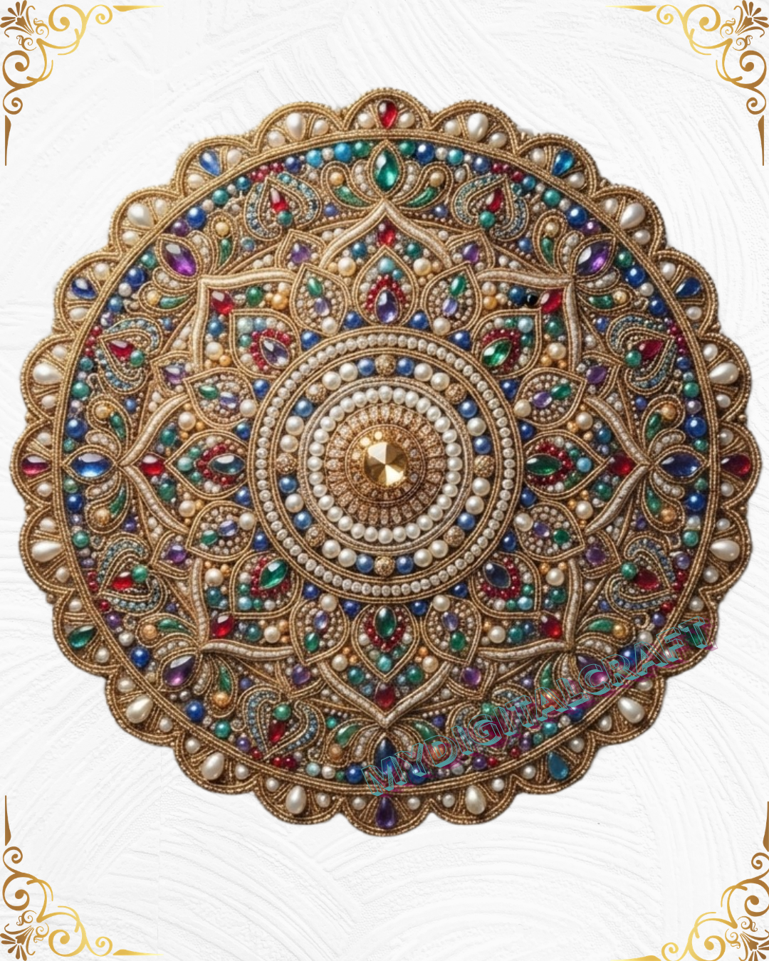 3D Textured Embroidery Royal Circular Mandala Artwork 10 patch Design_10 3D Textured Embroidery Royal Circular Mandala Artwork 10 patch Design_10