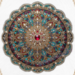 3D Textured Embroidery Royal Circular Mandala Artwork 10 patch Design_2