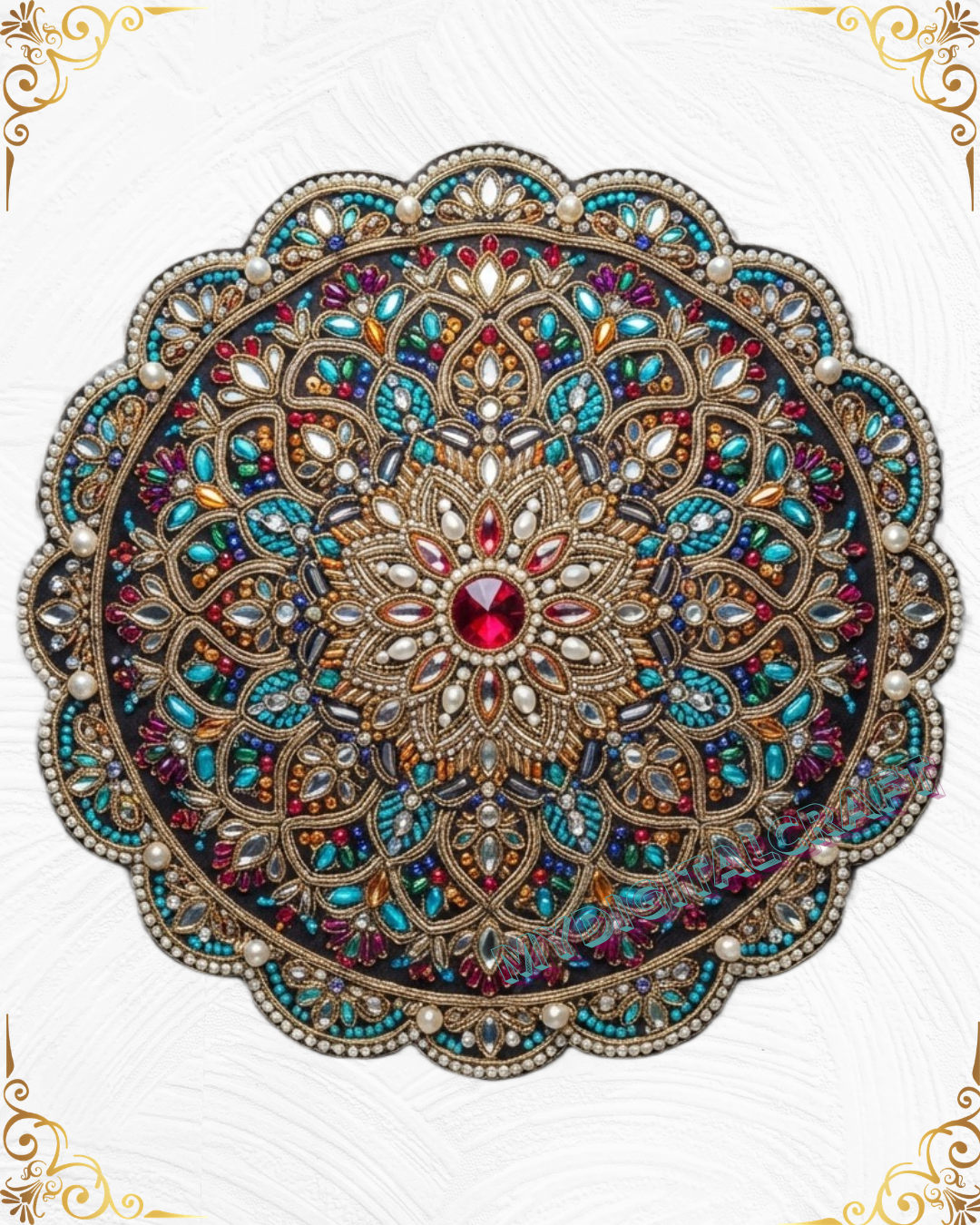 3D Textured Embroidery Royal Circular Mandala Artwork 10 patch Design_2 3D Textured Embroidery Royal Circular Mandala Artwork 10 patch Design_2