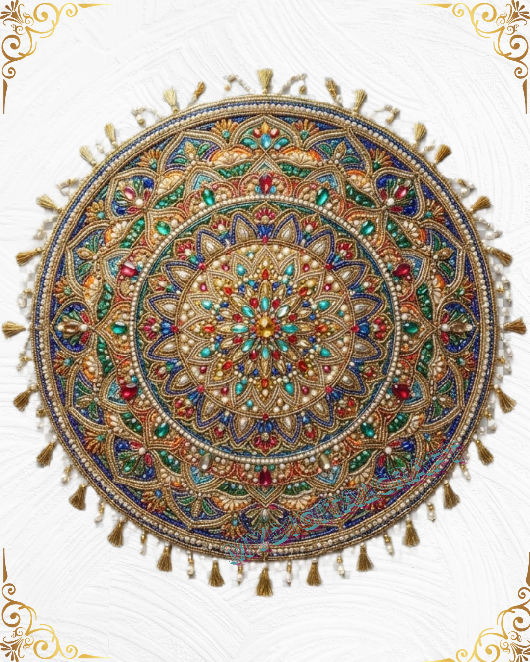 3D Textured Embroidery Royal Circular Mandala Artwork 10 patch Design_4 3D Textured Embroidery Royal Circular Mandala Artwork 10 patch Design_4