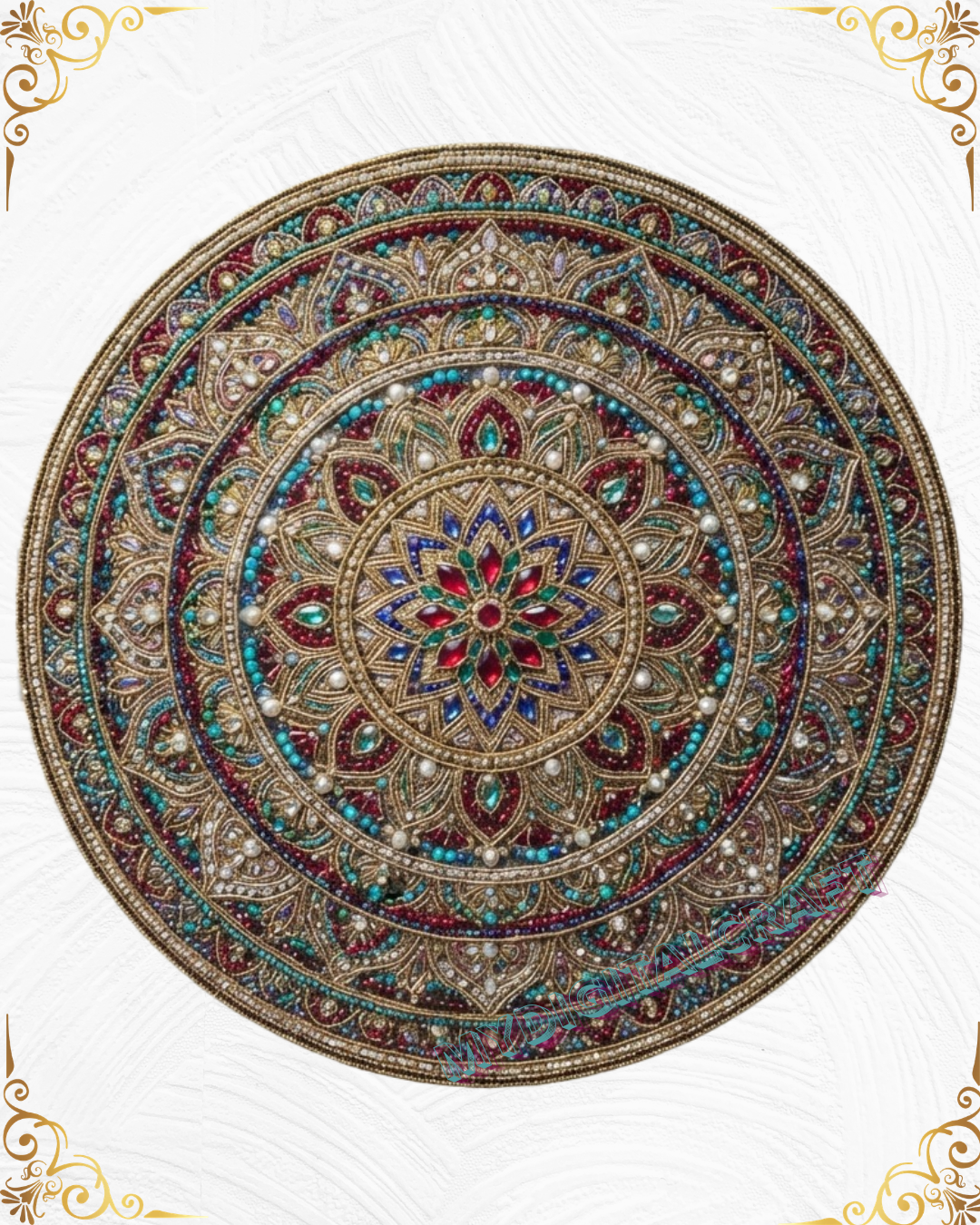 3D Textured Embroidery Royal Circular Mandala Artwork 10 patch Design_8