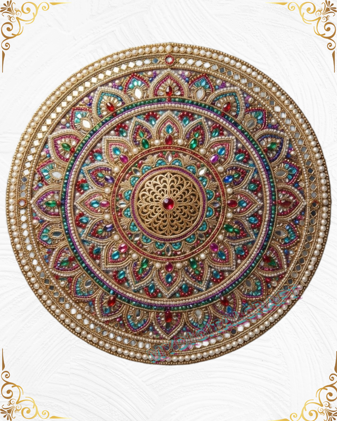 3D Textured Embroidery Royal Circular Mandala Artwork 10 patch Design_9 3D Textured Embroidery Royal Circular Mandala Artwork 10 patch Design_9