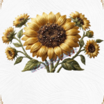 3D Textured Embroidery Sunflower Floral ArtWork 7 Patch Design_1