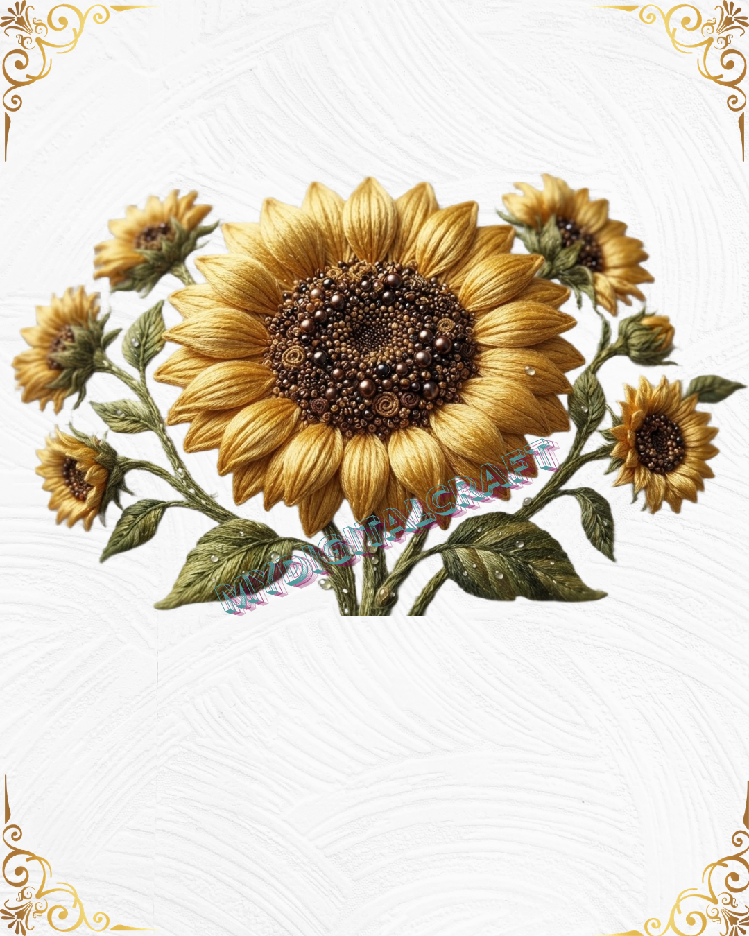 3D Textured Embroidery Sunflower Floral ArtWork 7 Patch Design_1 3D Textured Embroidery Sunflower Floral ArtWork 7 Patch Design_1
