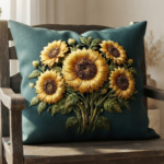 3D Textured Embroidery Sunflower Floral ArtWork 7 Patch Design_11