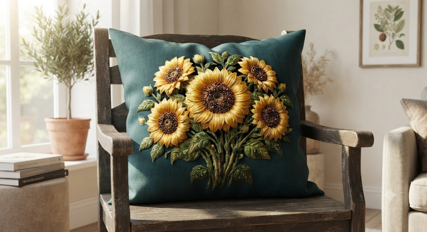 3D Textured Embroidery Sunflower Floral ArtWork 7 Patch Design_11 3D Textured Embroidery Sunflower Floral ArtWork 7 Patch Design_11
