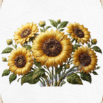 3D Textured Embroidery Sunflower Floral ArtWork 7 Patch Design_2