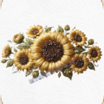 3D Textured Embroidery Sunflower Floral ArtWork 7 Patch Design_3