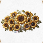 3D Textured Embroidery Sunflower Floral ArtWork 7 Patch Design_4