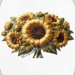 3D Textured Embroidery Sunflower Floral ArtWork 7 Patch Design_6