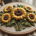 3D Textured Embroidery Sunflower Floral ArtWork 7 Patch Design_9