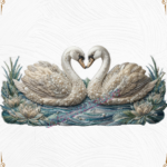 3D Textured Embroidery Swan 3 Patch Design PNG_1