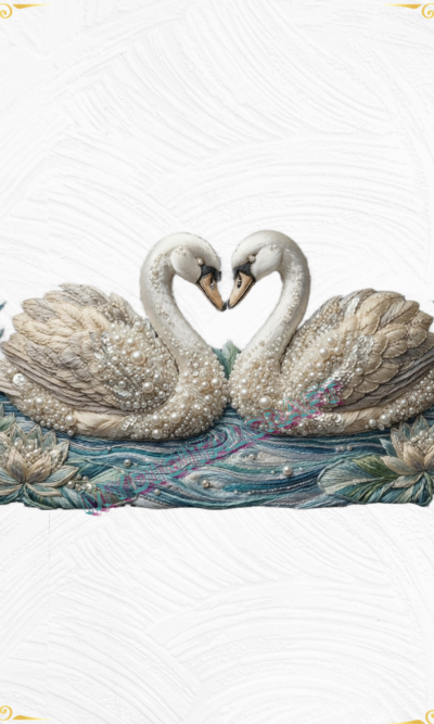3D Textured Embroidery Swan 3 Patch Design PNG_1