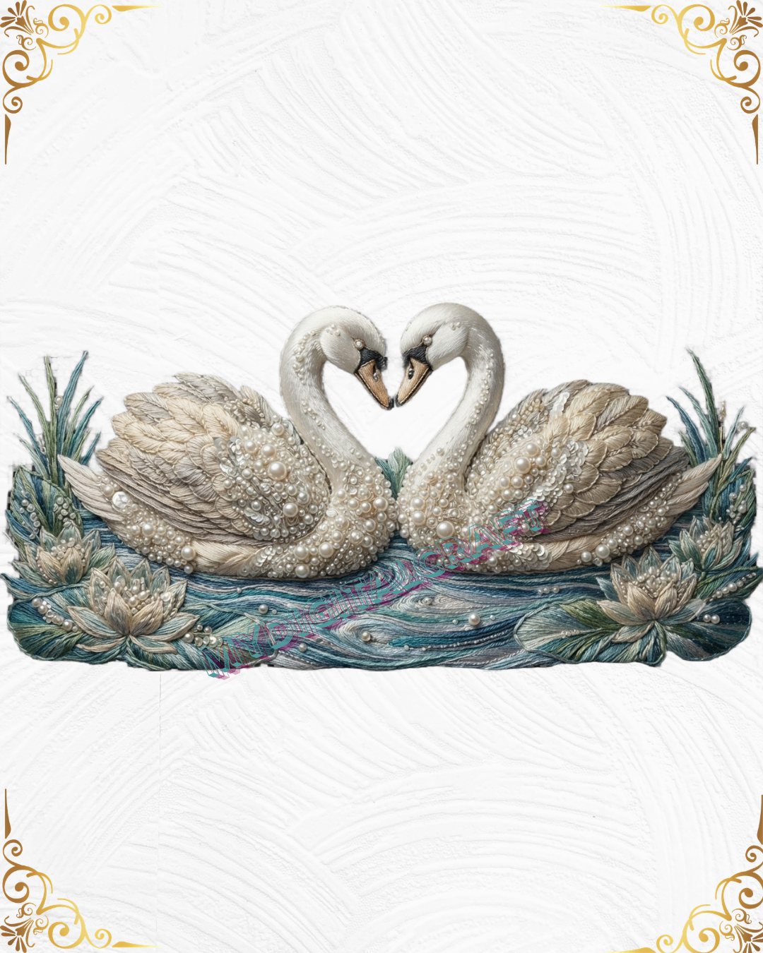 3D Textured Embroidery Swan 3 Patch Design PNG_1 3D Textured Embroidery Swan 3 Patch Design PNG_1