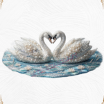 3D Textured Embroidery Swan 3 Patch Design PNG_3