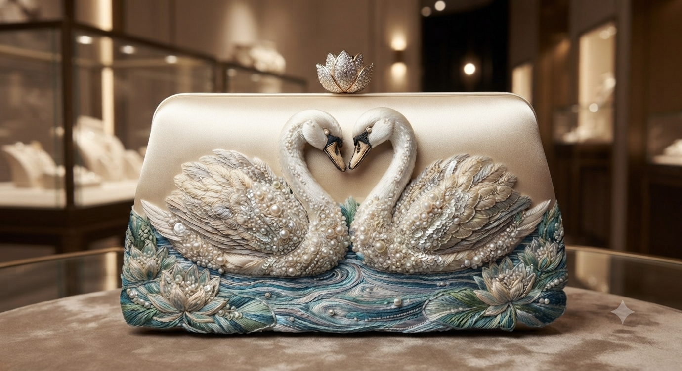 3D Textured Embroidery Swan 3 Patch Design PNG_7