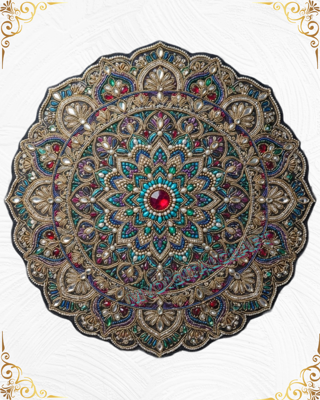 3D Textured Embroidery circular mandala style Art Work 5 Patch Design PNG_2 3D Textured Embroidery circular mandala style Art Work 5 Patch Design PNG_2