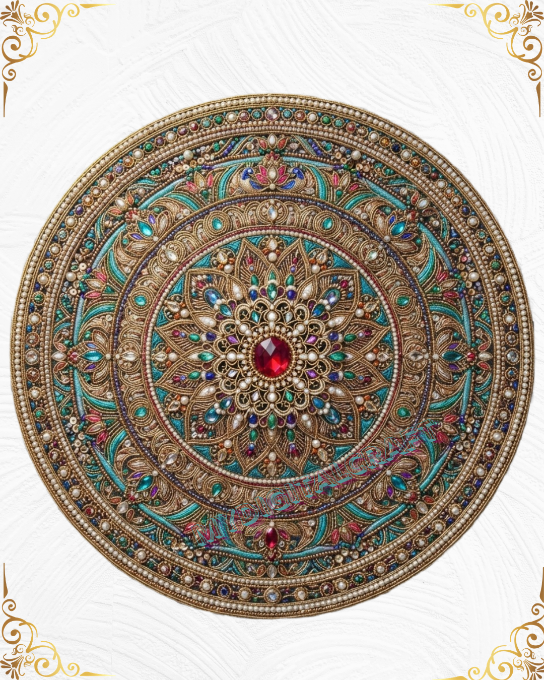 3D Textured Embroidery circular mandala style Art Work 5 Patch Design PNG_3 3D Textured Embroidery circular mandala style Art Work 5 Patch Design PNG_3