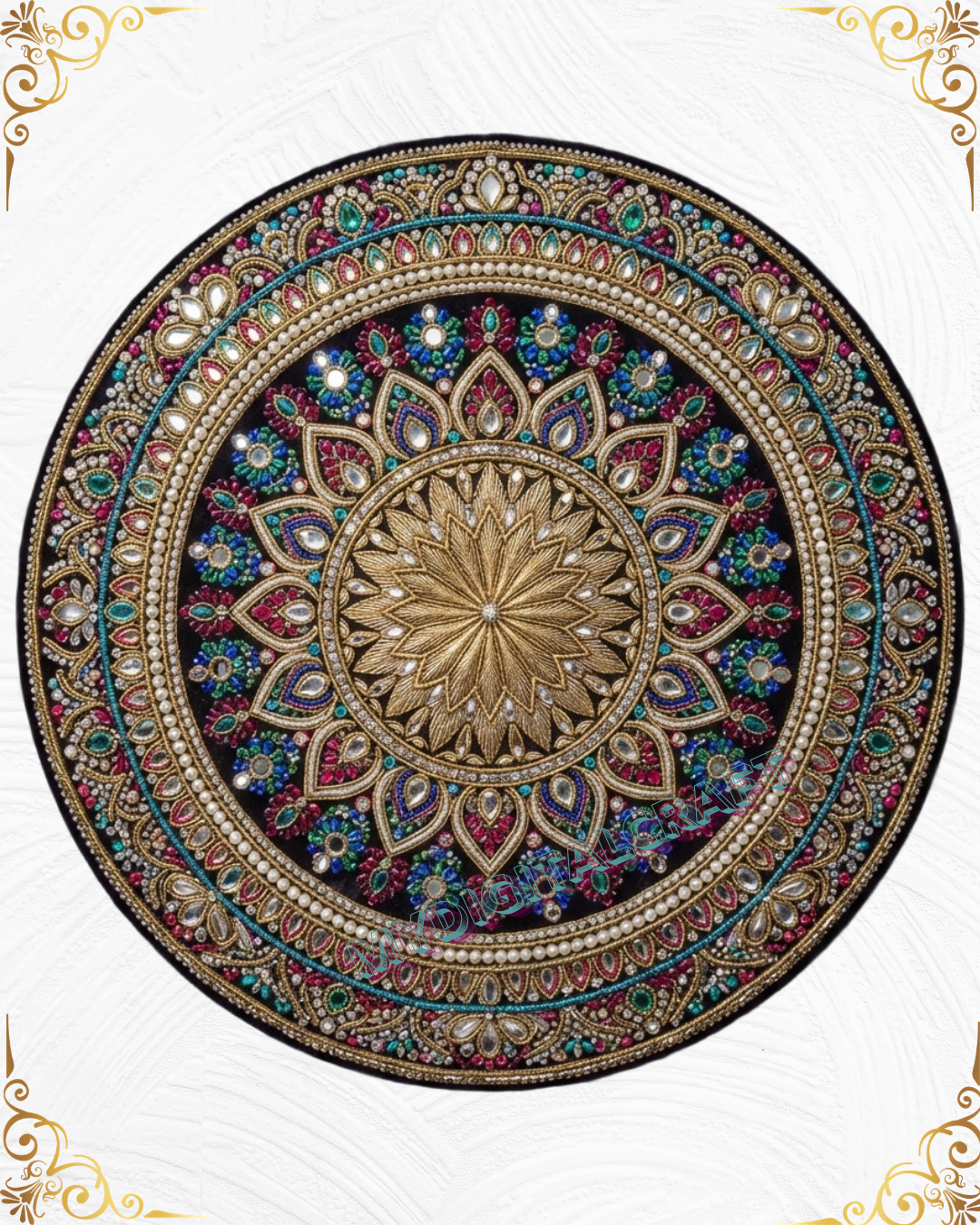 3D Textured Embroidery circular mandala style Art Work 5 Patch Design PNG_4 3D Textured Embroidery circular mandala style Art Work 5 Patch Design PNG_4