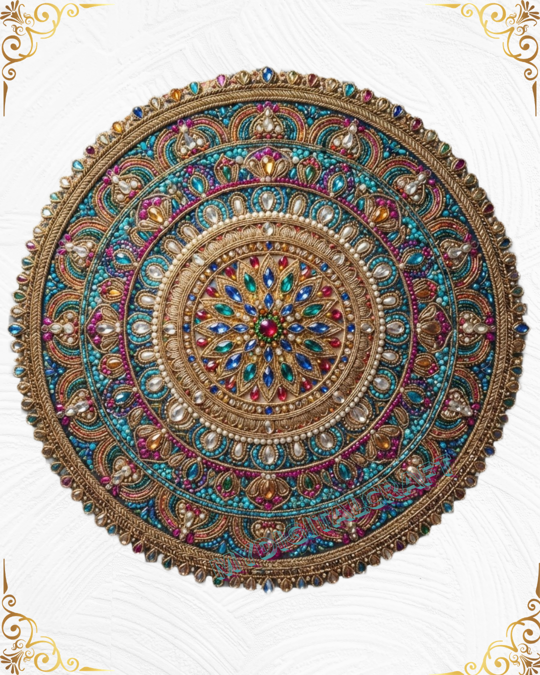 3D Textured Embroidery circular mandala style Art Work 5 Patch Design PNG_5 3D Textured Embroidery circular mandala style Art Work 5 Patch Design PNG_5