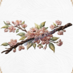 Luxury 3D Textured Embroidery Cherry Blossom Branch with Pearl Flowers_1