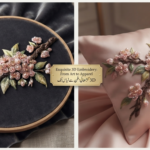 Luxury 3D Textured Embroidery Cherry Blossom Branch with Pearl Flowers_5