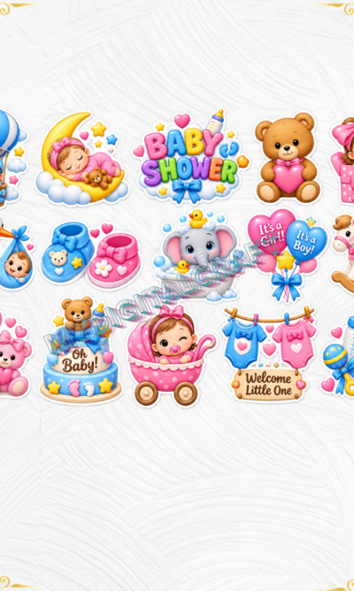 42++ Digital Baby Shower 3D PNG Stickers_2
