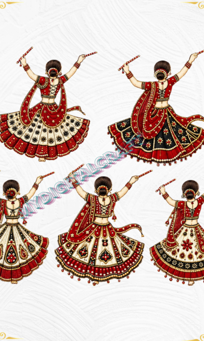5 Digital Garba Dancer 3D Embroidery Sticker_1