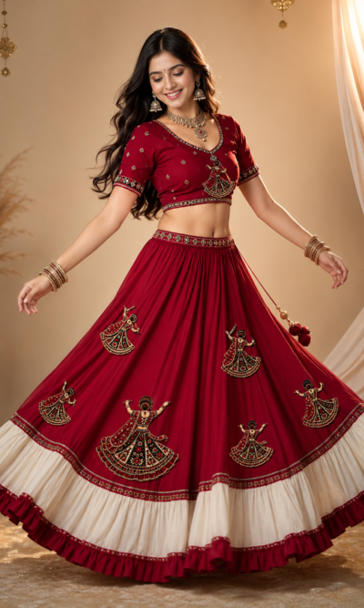 5 Digital Garba Dancer 3D Embroidery Sticker_2